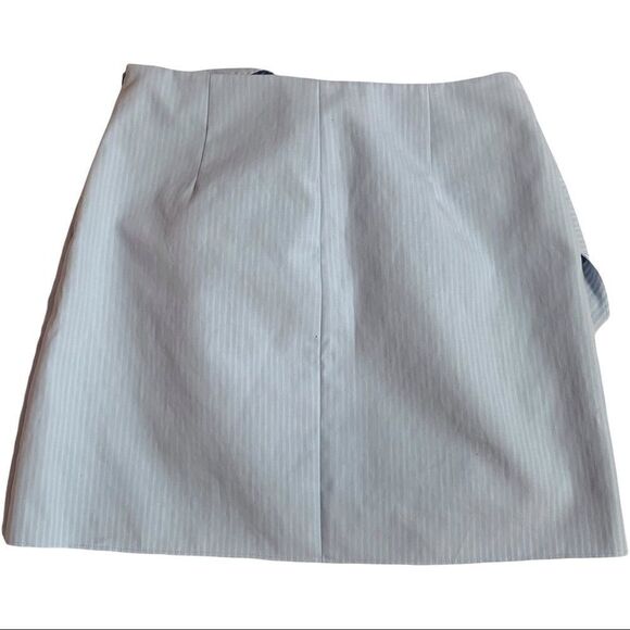 Zara Blue White Stripe Ruffle A-Line Mini Skirt Womens Size Medium Flirty Casual - Picture 4 of 7